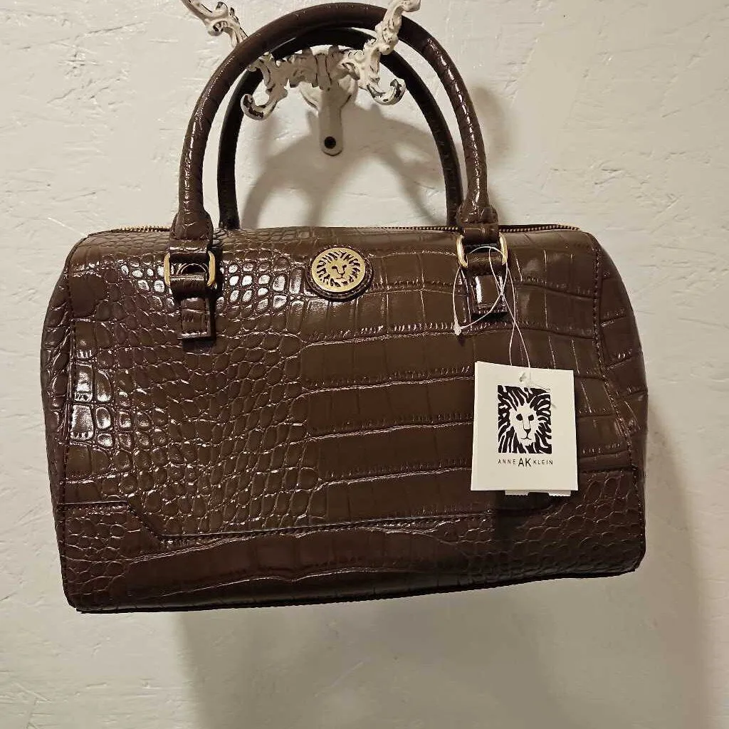 NWT Anne Klein Front Runner Dark Chocolate Leather Satchel