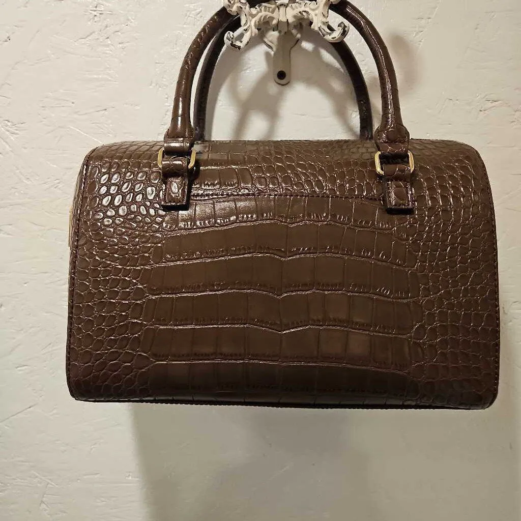 NWT Anne Klein Front Runner Dark Chocolate Leather Satchel