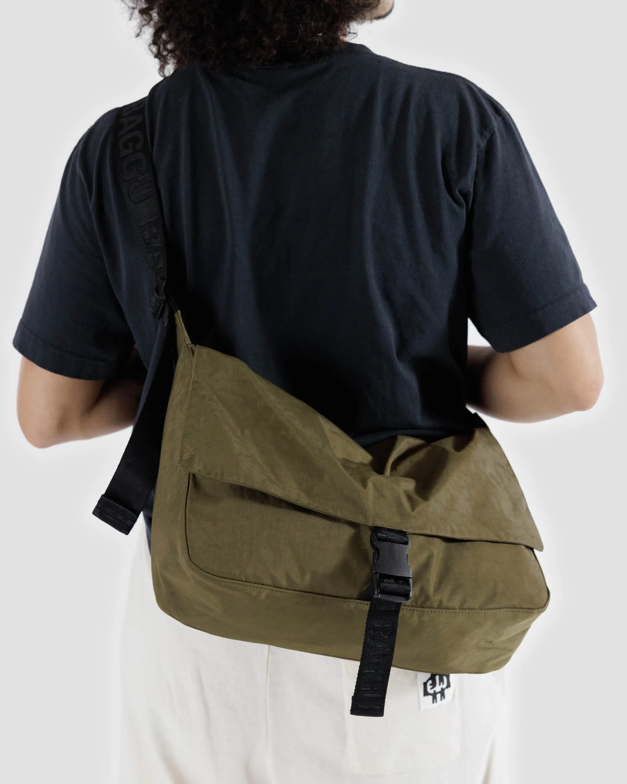 Nylon Messenger Bag in Seaweed