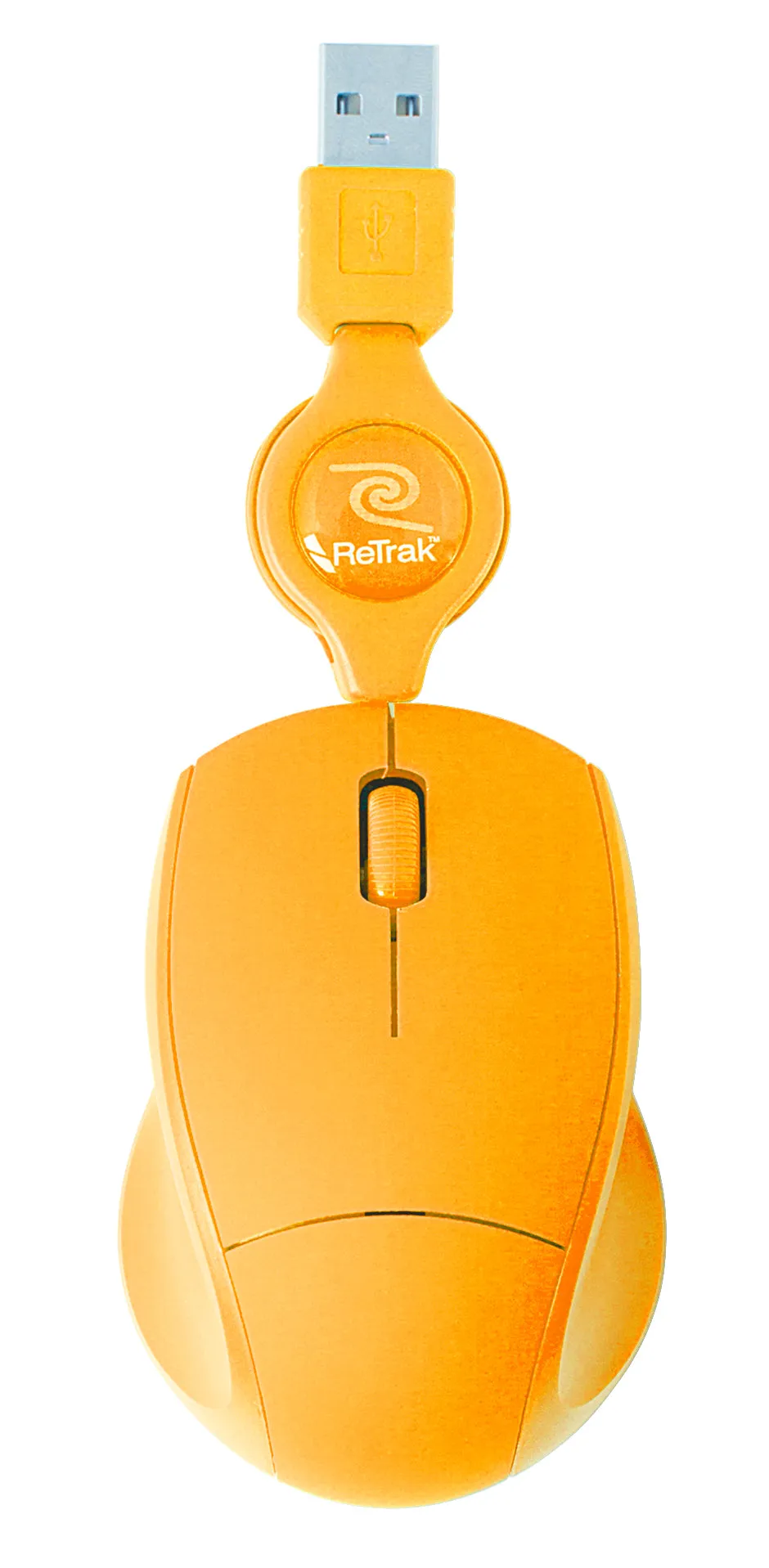 Optical Computer Mouse | Retractable Mouse Cord | Orange