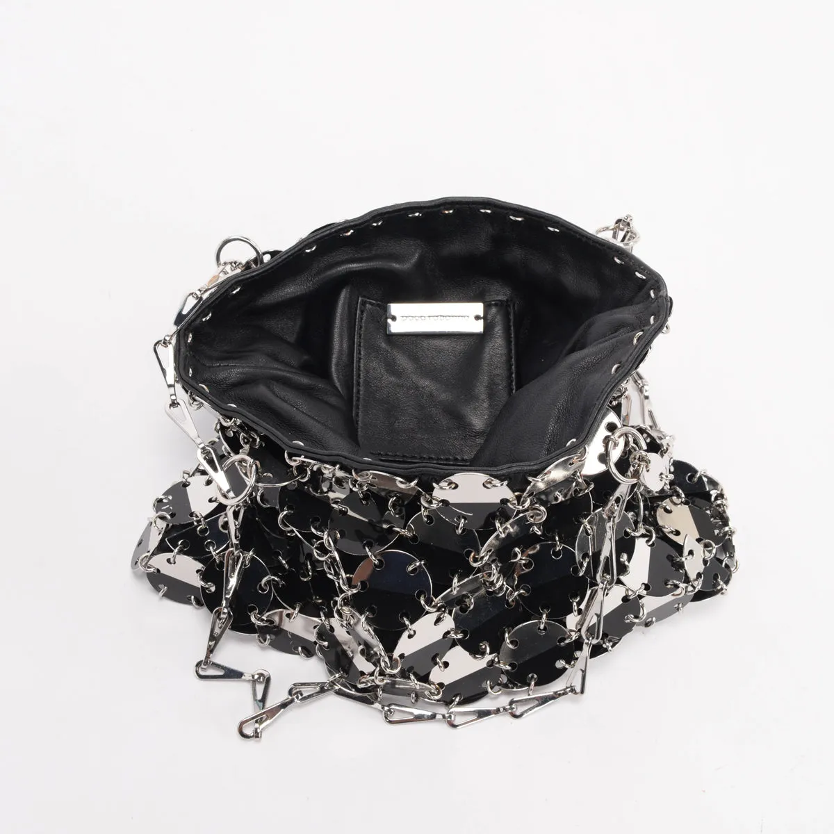 Paco Rabanne Black & Silver 1969 Disc Shoulder Bag