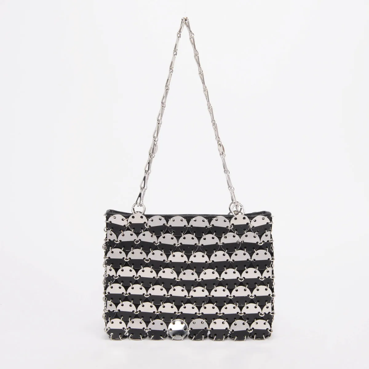 Paco Rabanne Black & Silver 1969 Disc Shoulder Bag