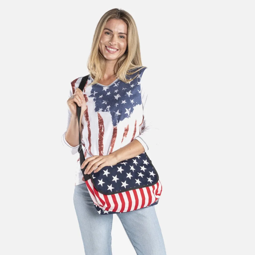 Patriotic American Flag Crossbody Messenger Bag