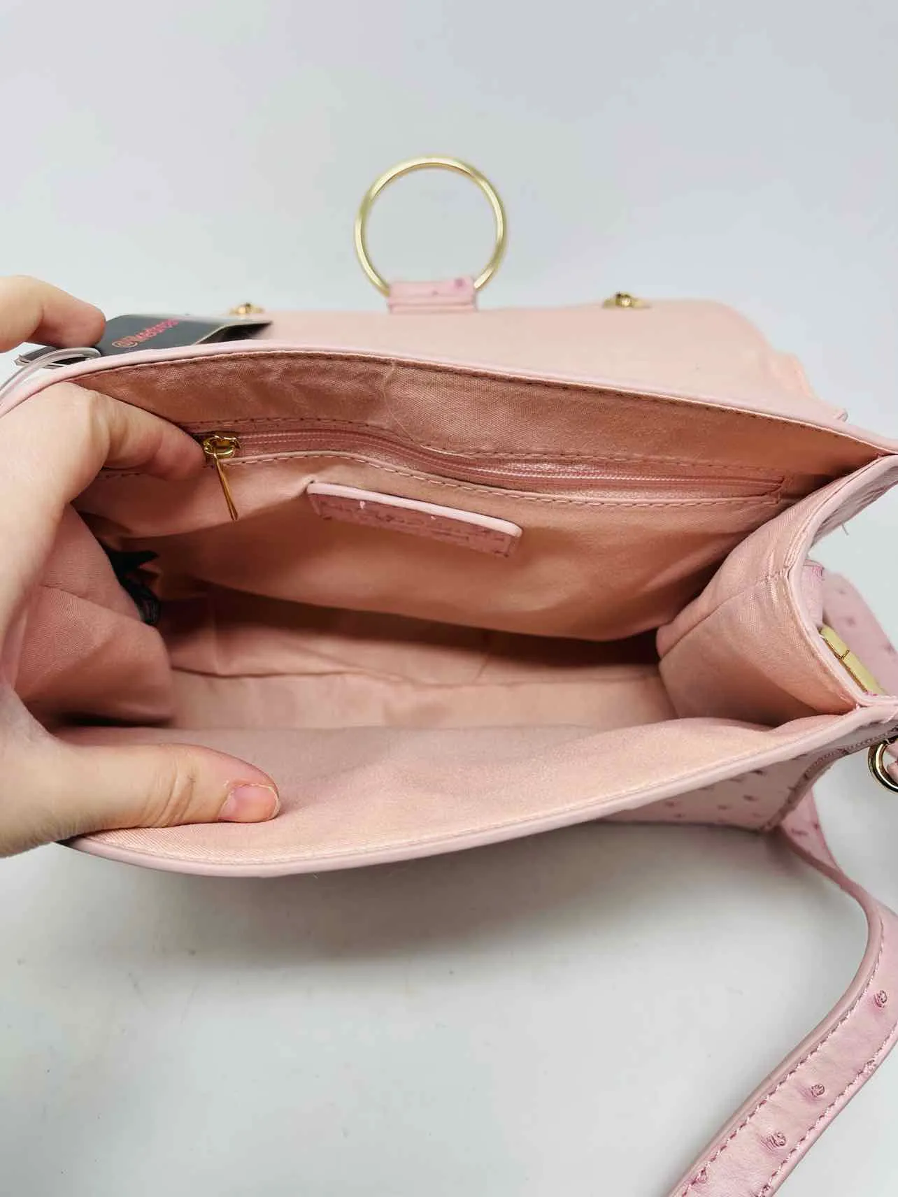 Pink Ostrich Faux Leather NEW Purses Satchel