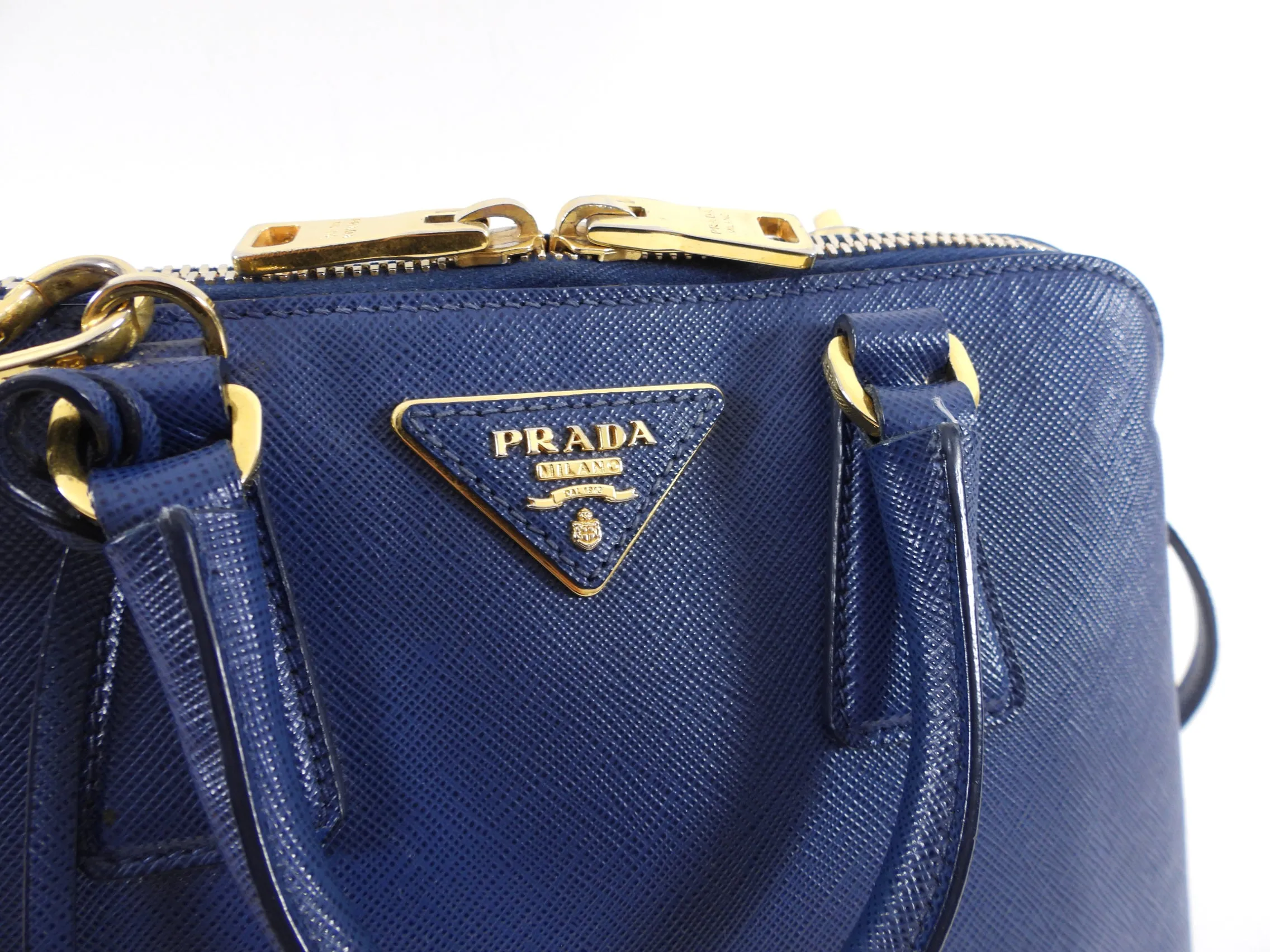 Prada Blue Saffiano Leather Small Promenade Crossbody Bag