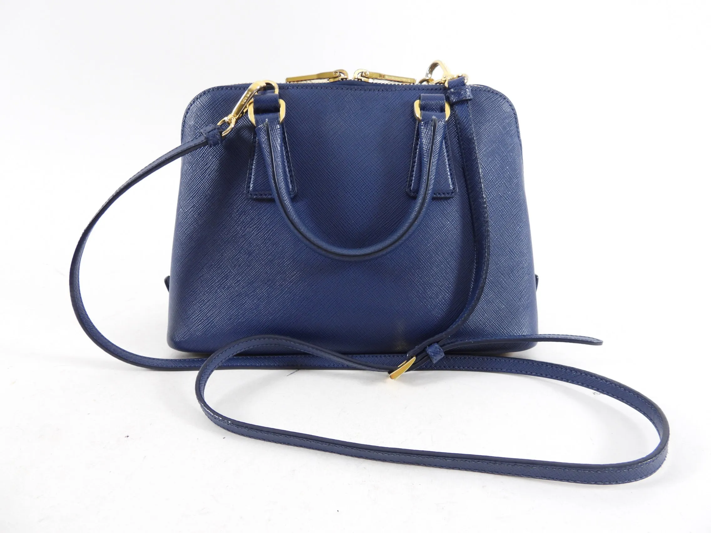 Prada Blue Saffiano Leather Small Promenade Crossbody Bag