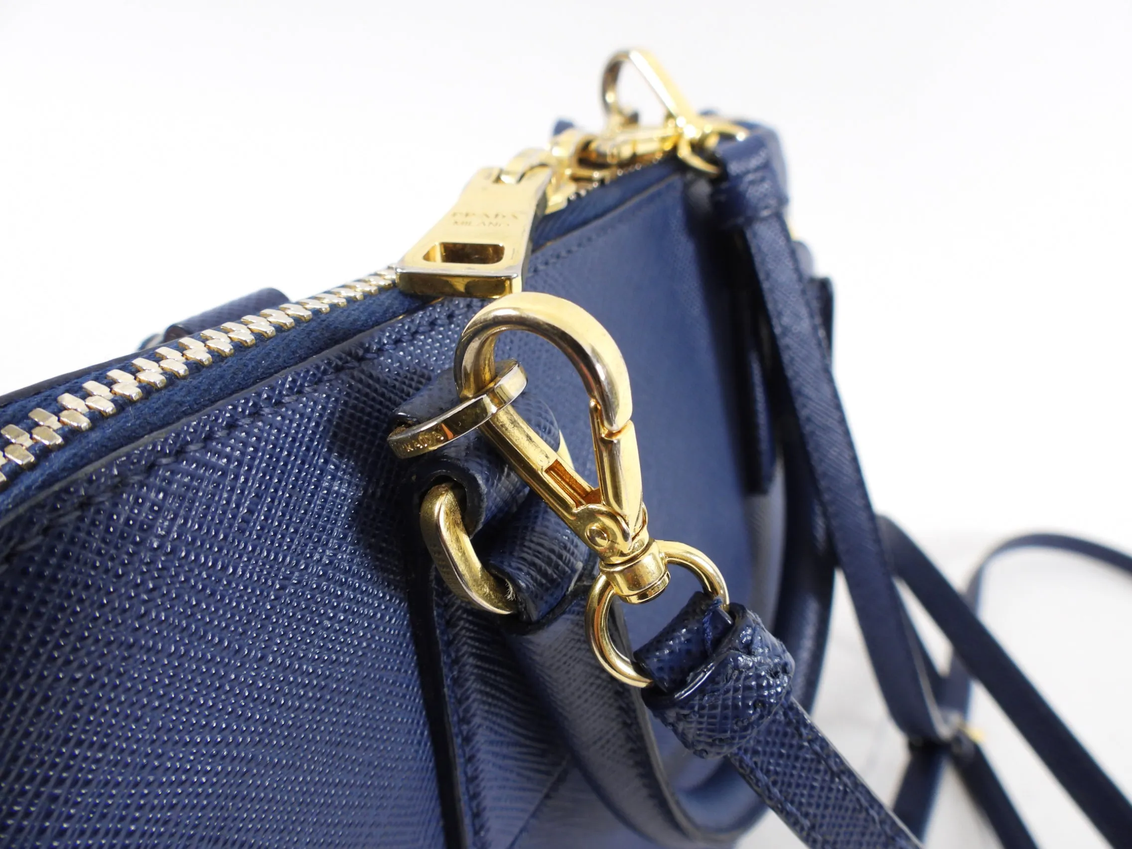 Prada Blue Saffiano Leather Small Promenade Crossbody Bag