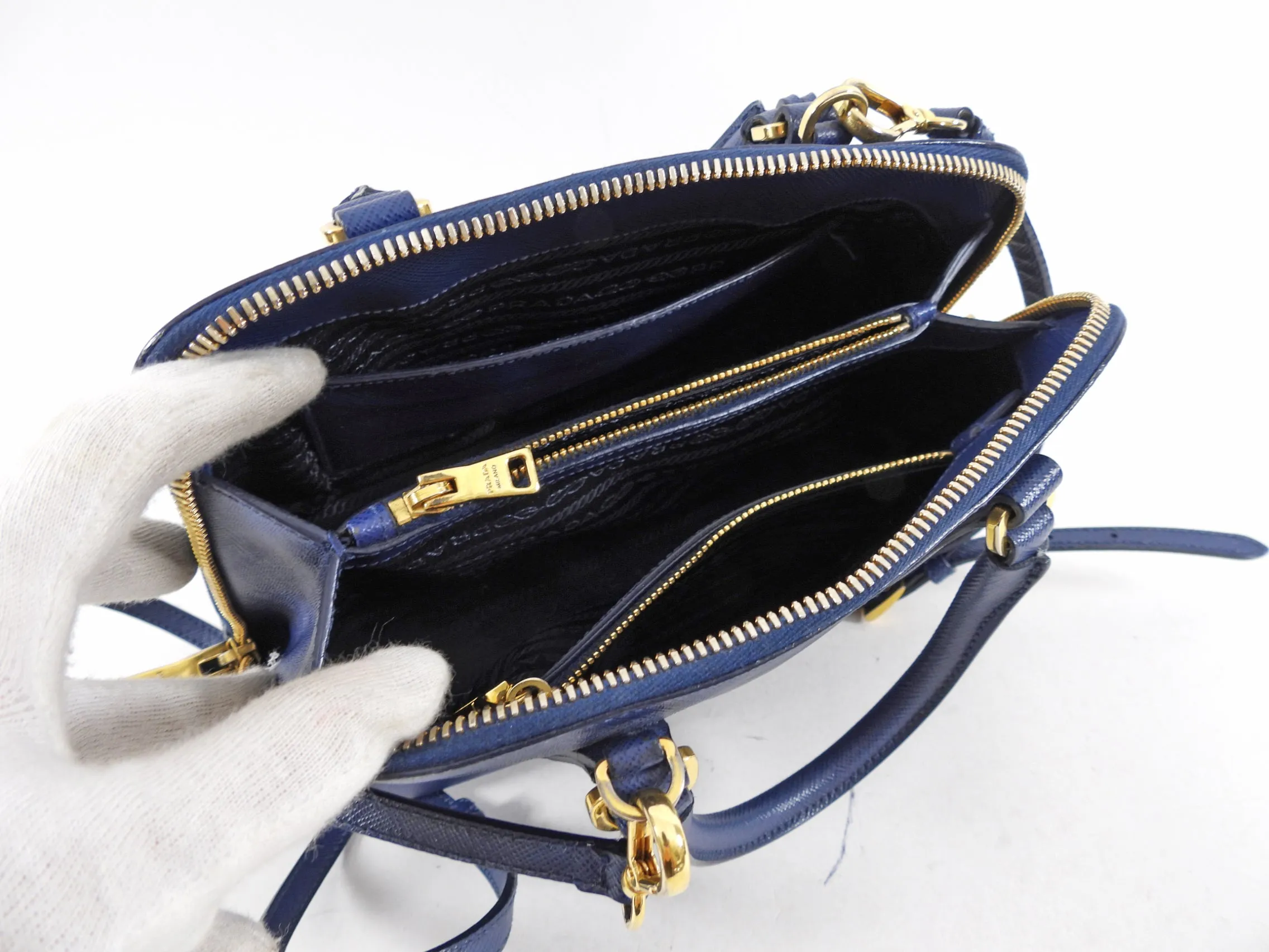 Prada Blue Saffiano Leather Small Promenade Crossbody Bag