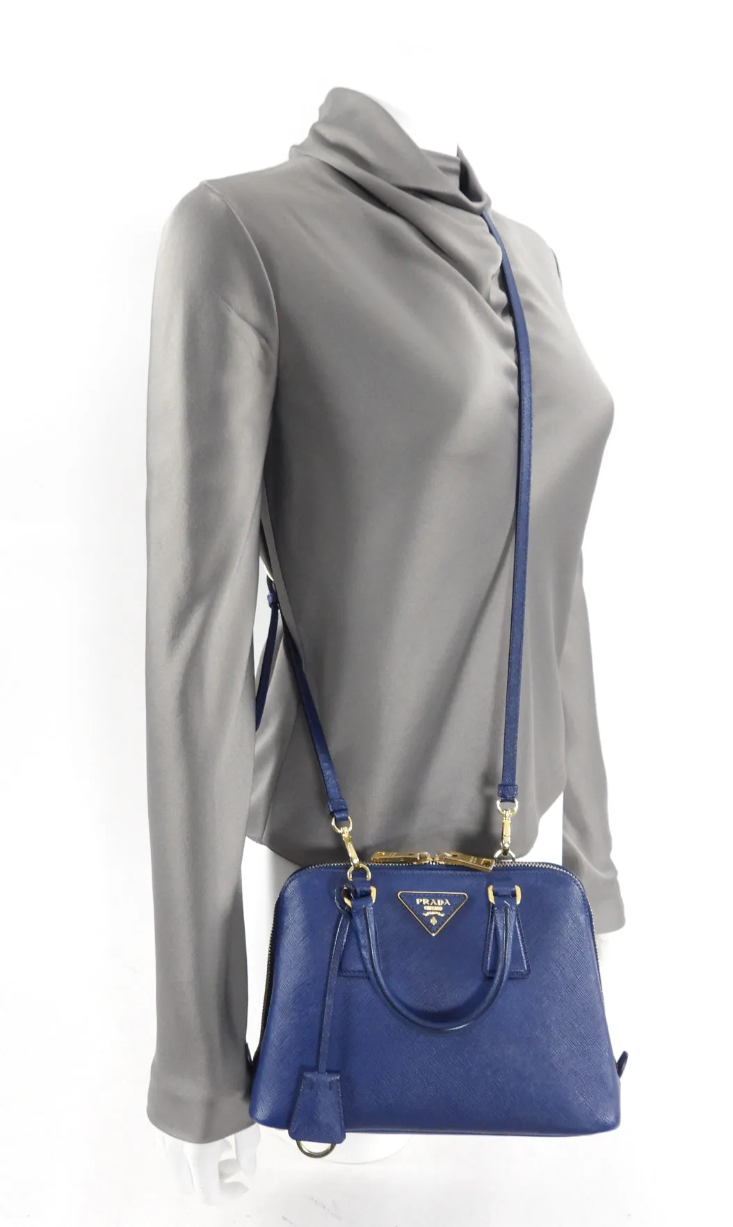 Prada Blue Saffiano Leather Small Promenade Crossbody Bag