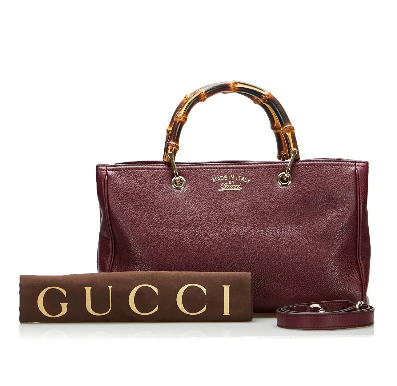 Pre-Owned Gucci Medium Bamboo Shopper Satchel- Red x Bordeau