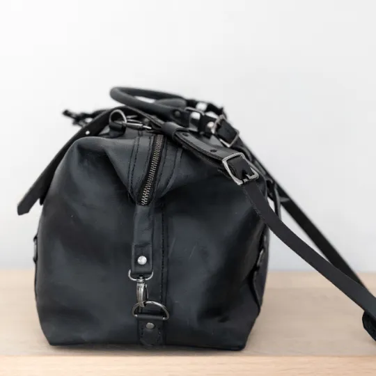 Premium Leather Duffle Bag 2.1 Black Weekender