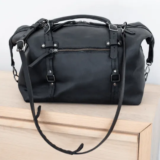 Premium Leather Duffle Bag 2.1 Black Weekender