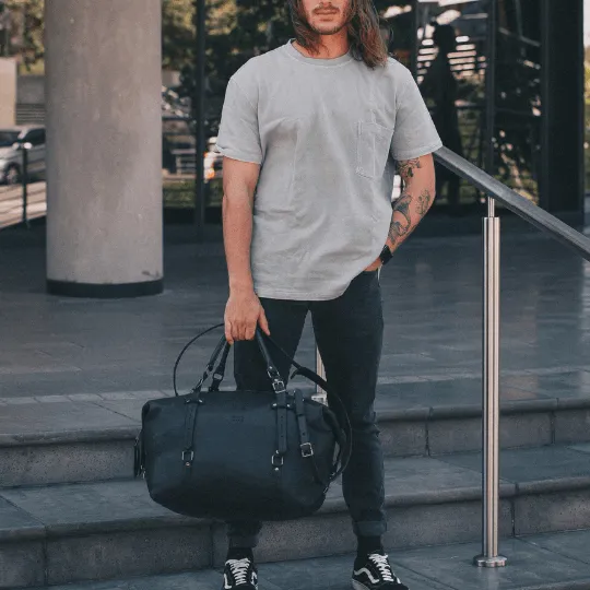 Premium Leather Duffle Bag 2.1 Black Weekender