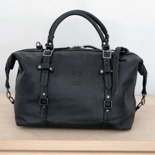 Premium Leather Duffle Bag 2.1 Black Weekender