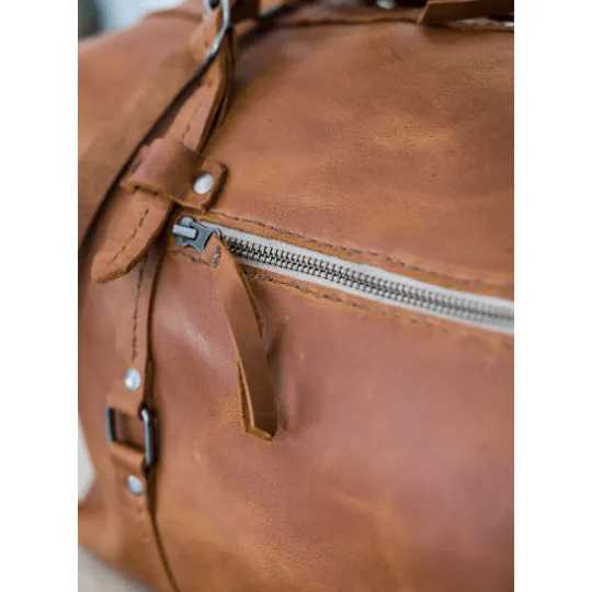 Premium Leather Duffle Bag 2.1  Tan Weekender