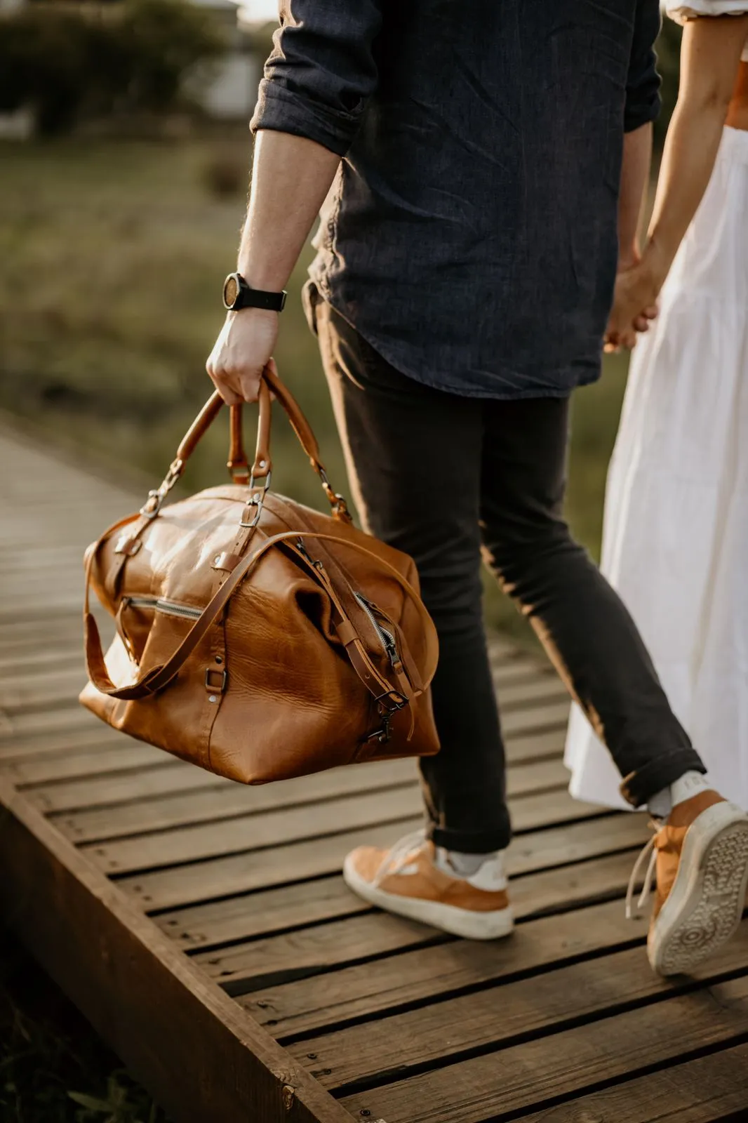 Premium Leather Duffle Bag 2.1  Tan Weekender