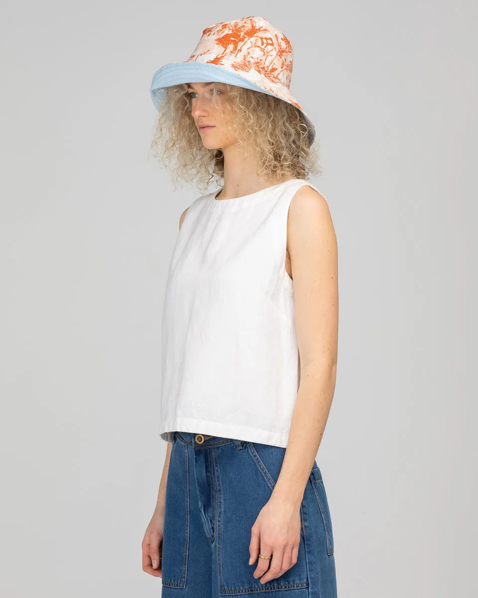 Reversible Wide Brim Bucket Hat - Western Palm/Light Blue