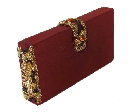 Sequined Satin Koret Box Clutch