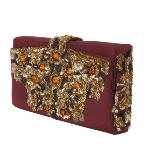 Sequined Satin Koret Box Clutch