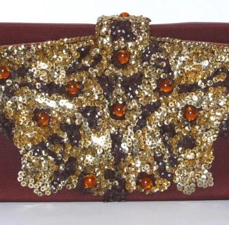 Sequined Satin Koret Box Clutch