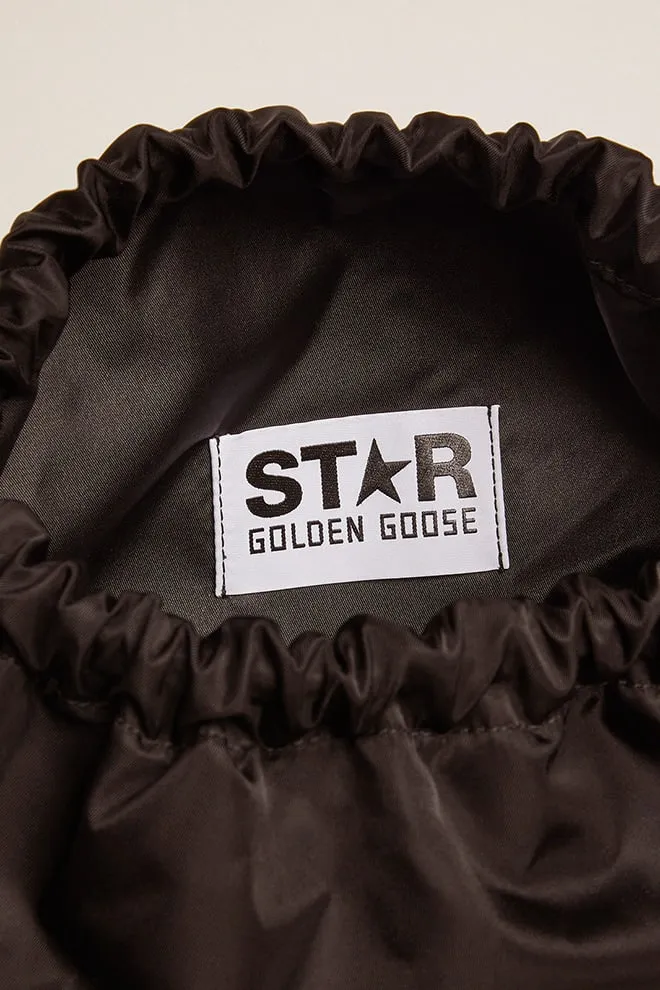 STAR NYLON BLACK DRAWSTRING BACKPACK WITH PRINTED STAR