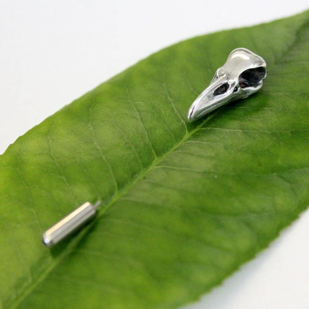 Sterling Silver Raven Skull Ascot Pin