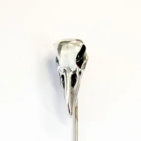 Sterling Silver Raven Skull Ascot Pin