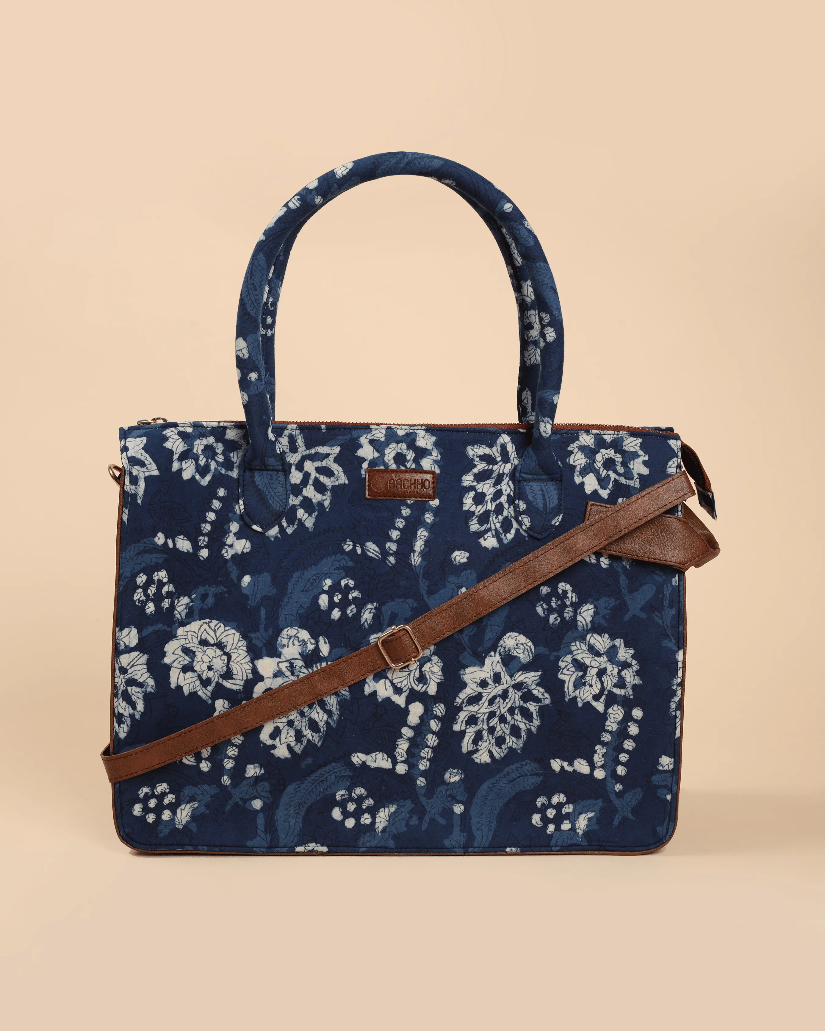 Tidal Blue Handblock Shoulder Bag