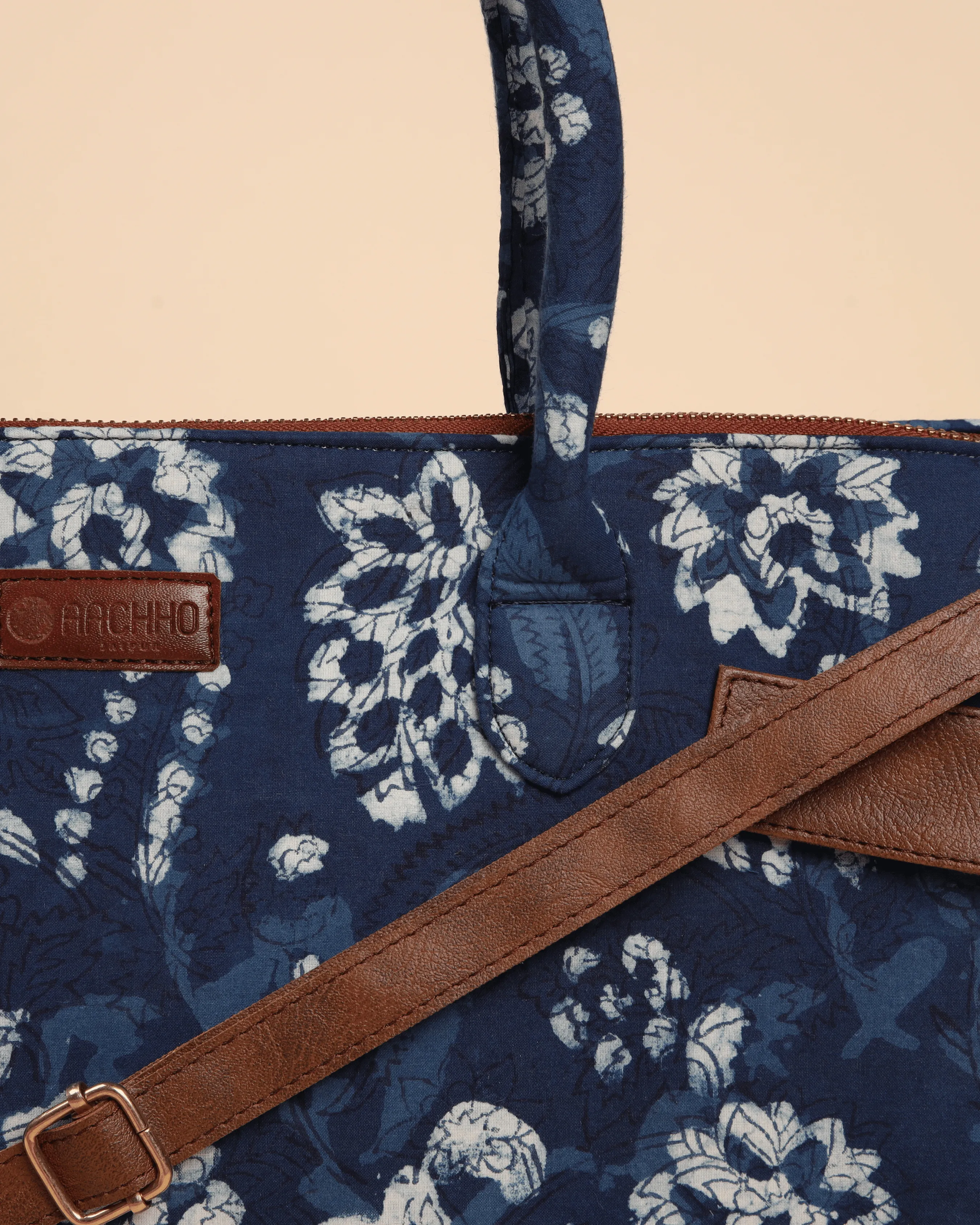 Tidal Blue Handblock Shoulder Bag