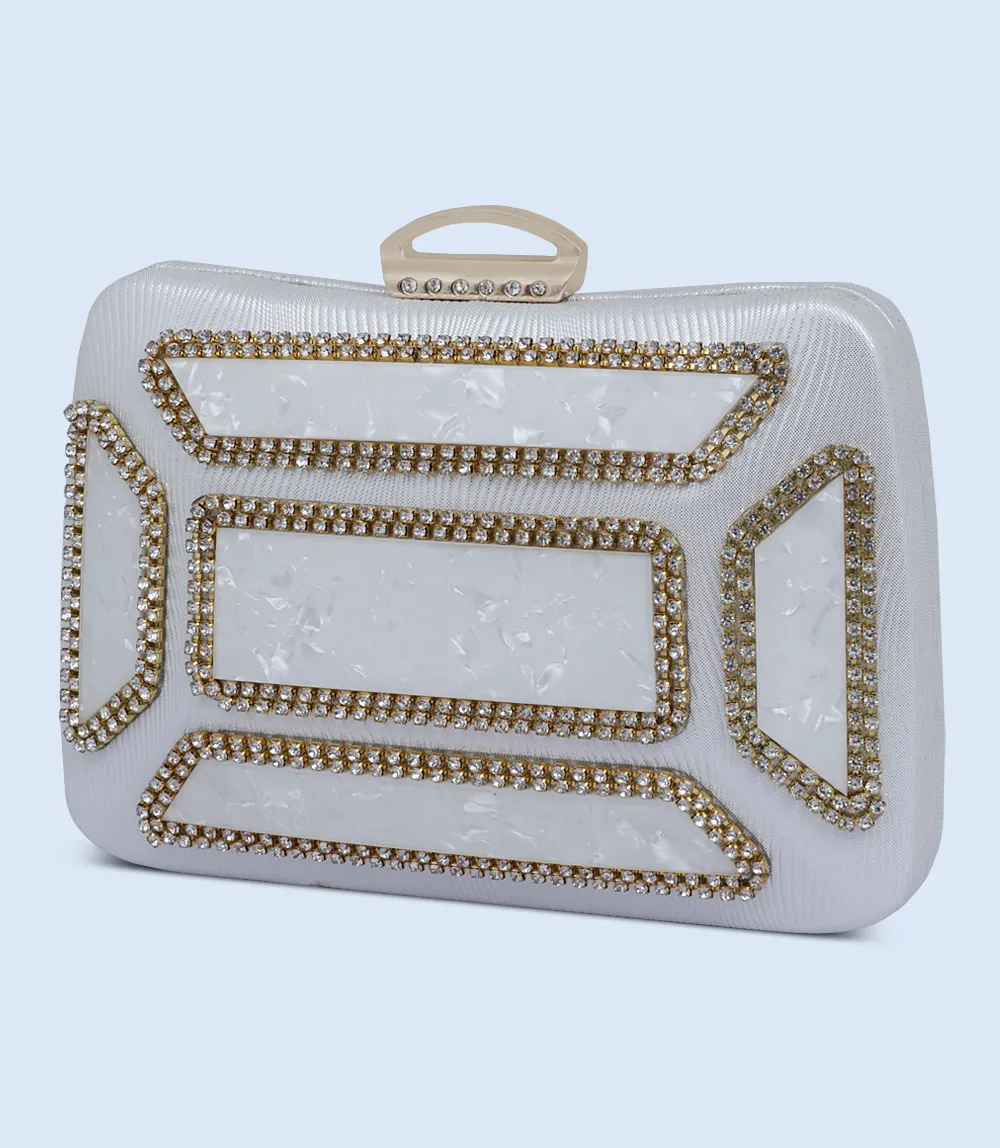 WB2499-WHITE-Women Snazzy Clutch